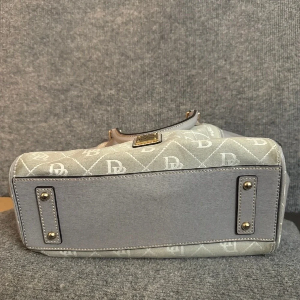 Dooney & Bourke Gretta Monogram Satchel Grey White Coated Canvas Handbag